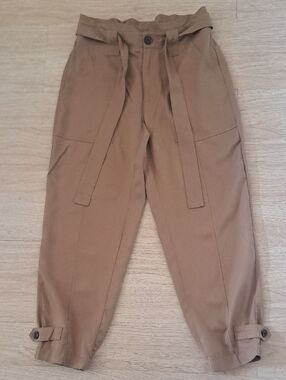 Banana Republic Tan Paperbag Waist Chinos with Tie Belt